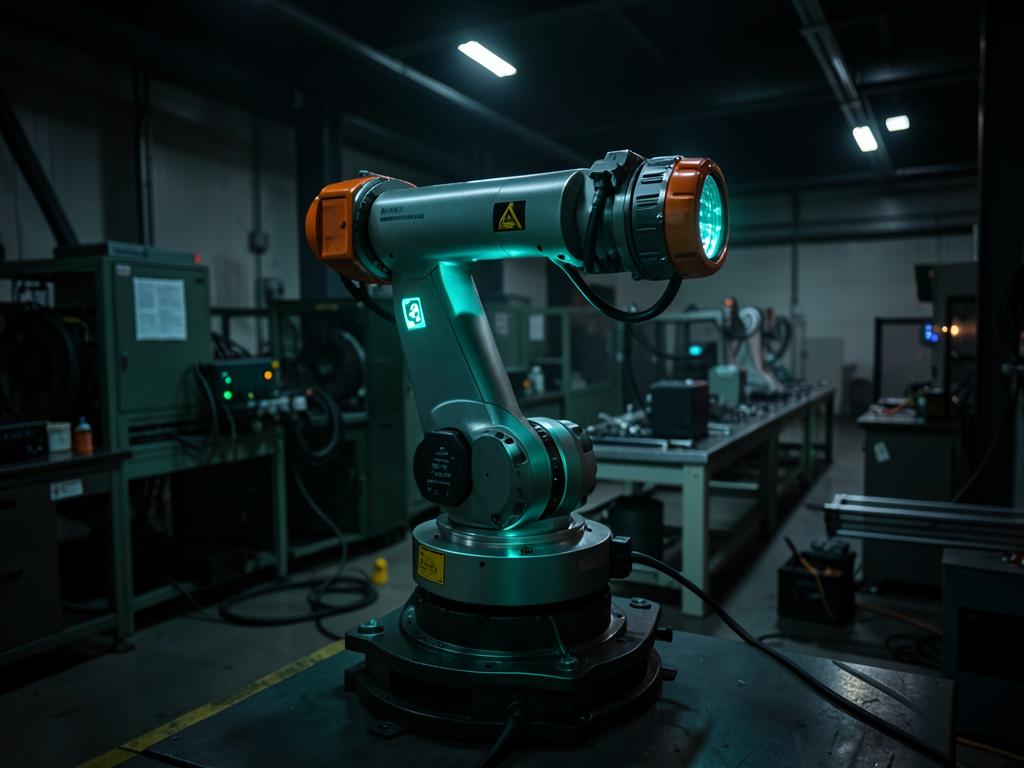 Industrial robotic arm in a production cell